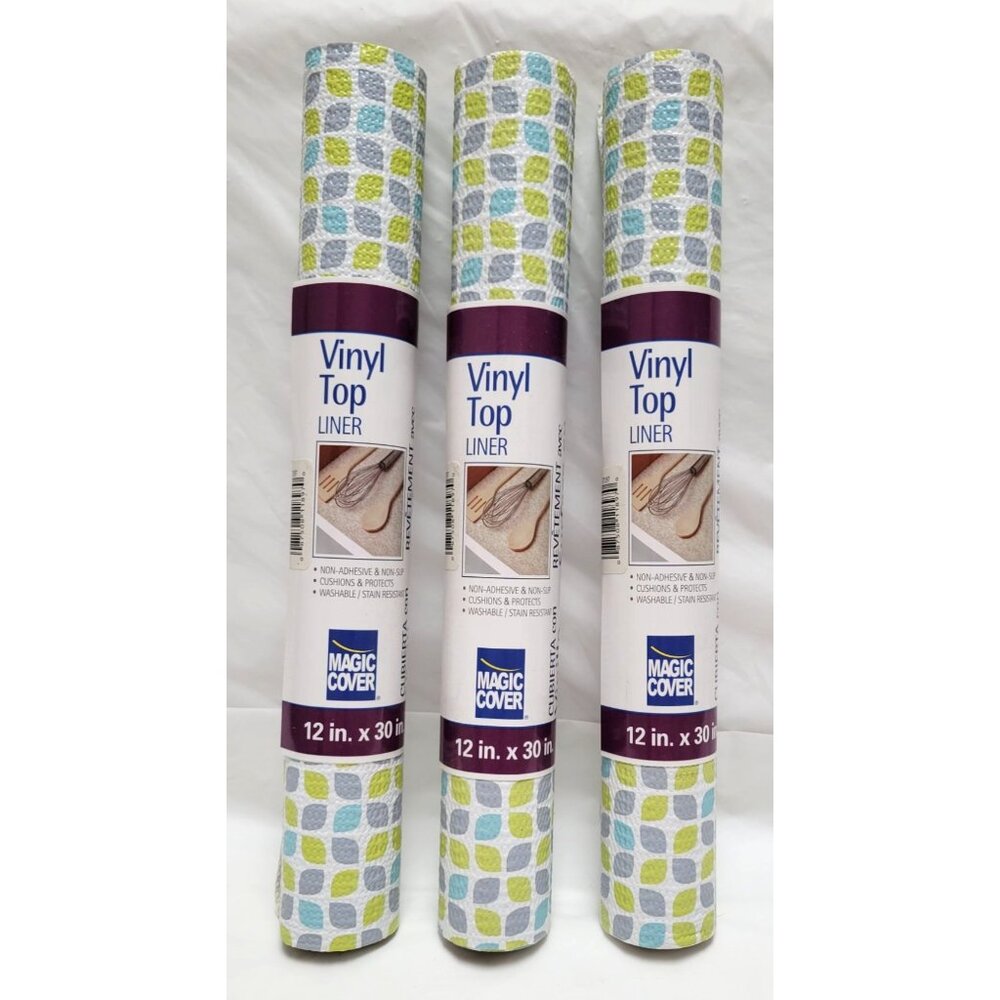 Lot of 3 Magic Cover Vinyl Top Liner 12"x30" Non-Adhesive Non-Slip Cardiff Gray